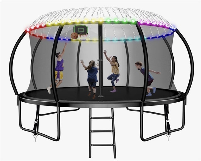 FIZITI 12FT Round Backyard Trampoline with Safety Enclosure