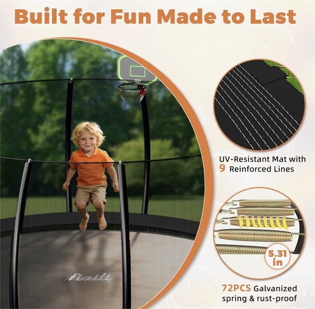 FIZITI 12FT Round Backyard Trampoline with Safety Enclosure - photo 2