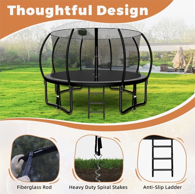 FIZITI 12FT Round Backyard Trampoline with Safety Enclosure - photo 3