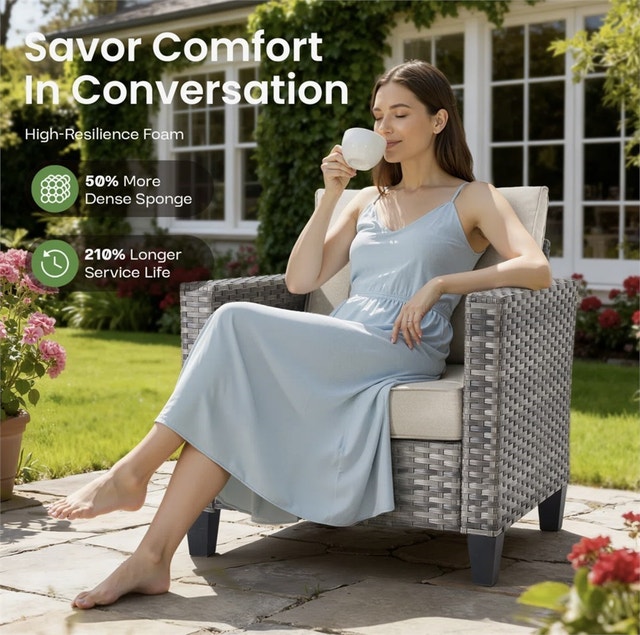 2-Person Outdoor Wicker Rattan Chairs - photo 4