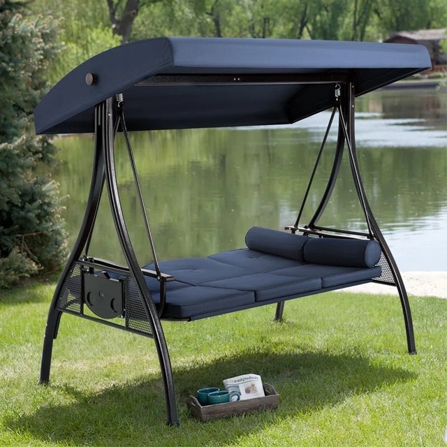 Kolyn Porch Swing with Stand Outdoor Cover - Colour: Blue