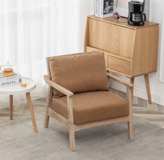 Marnisha Faux Leather Armchair Brown