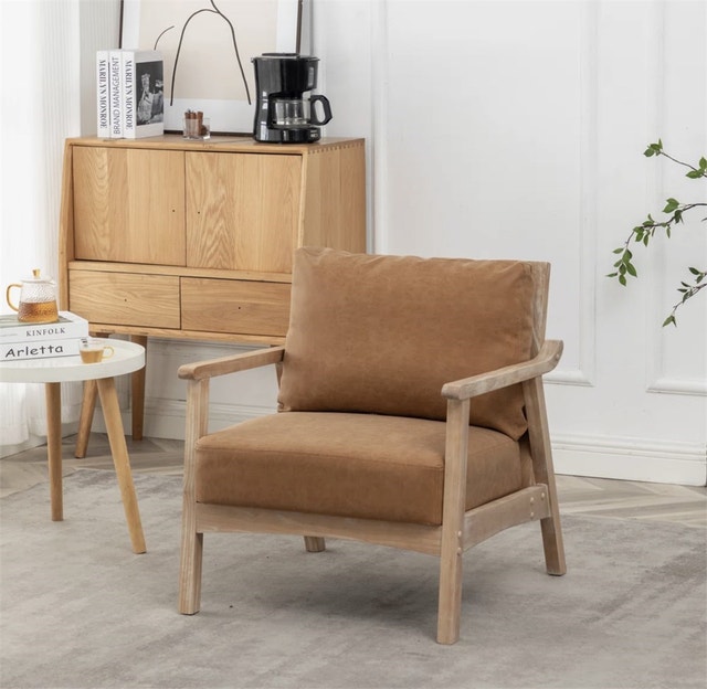 Marnisha Faux Leather Armchair Brown - photo 5