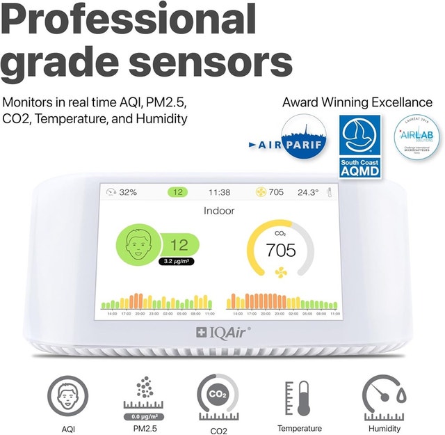 IQAir Air Quality Monitor Indoor, Swiss Design, Professional Gra - photo 2
