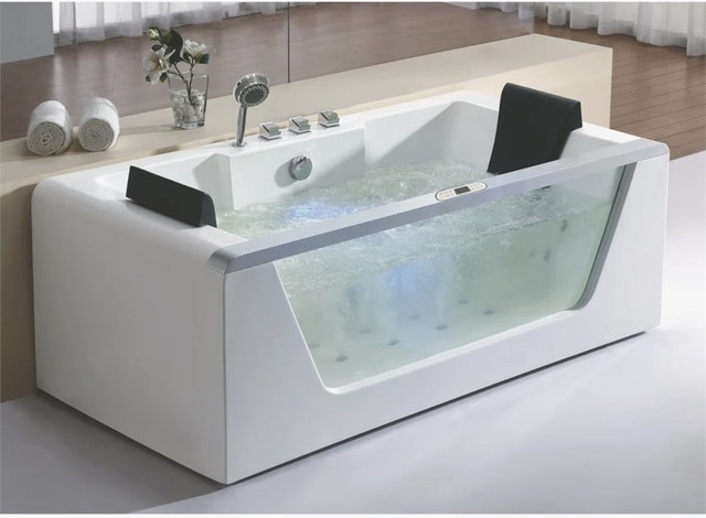 70.9'' x 35.4'' Freestanding Whirlpool Bathtub with Faucet AM196