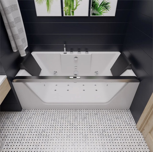 70.9'' x 35.4'' Freestanding Whirlpool Bathtub with Faucet AM196 - photo 2