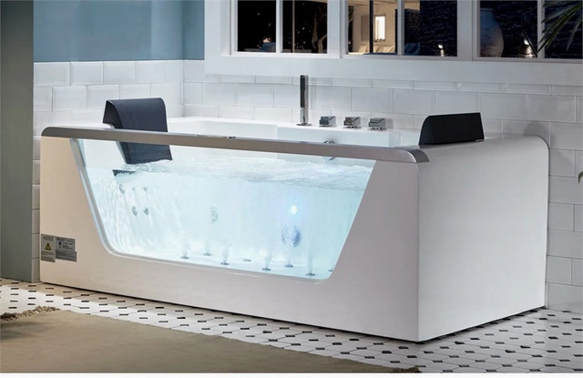 70.9'' x 35.4'' Freestanding Whirlpool Bathtub with Faucet AM196 - photo 3