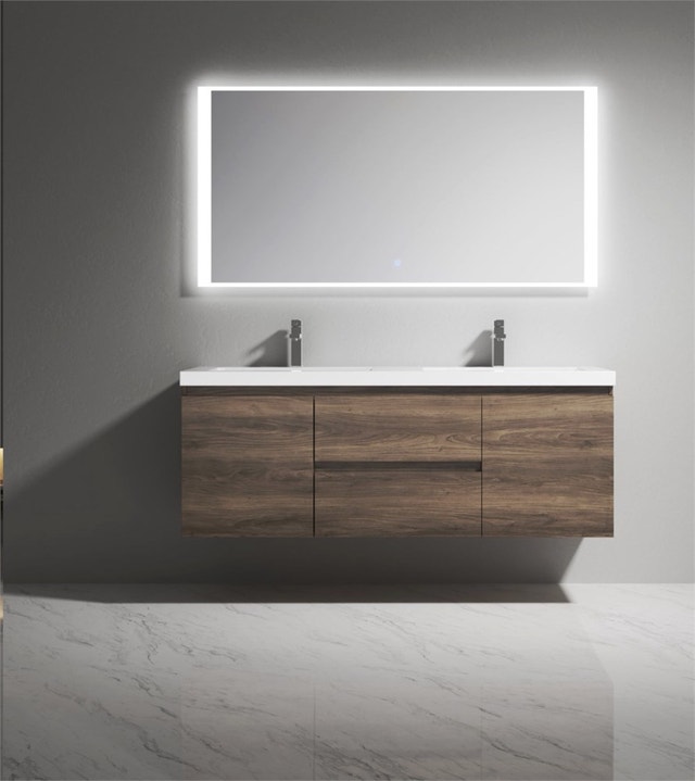 Alma 60 Inch Ebony Brown Wall-Mounted Vanity Cabinet