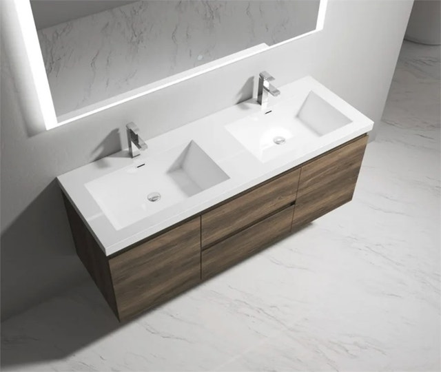 Alma 60 Inch Ebony Brown Wall-Mounted Vanity Cabinet - photo 2