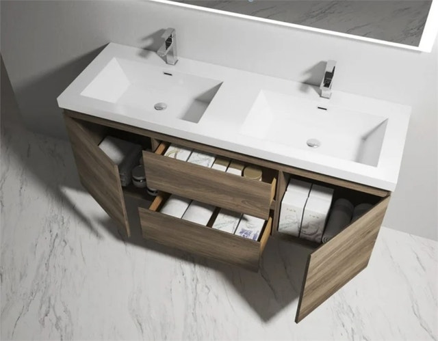 Alma 60 Inch Ebony Brown Wall-Mounted Vanity Cabinet - photo 3