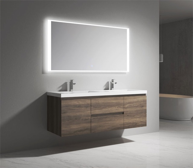 Alma 60 Inch Ebony Brown Wall-Mounted Vanity Cabinet - photo 4