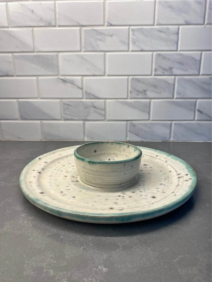 Vintage Handmade Ceramic Chip and Dip Serving Set