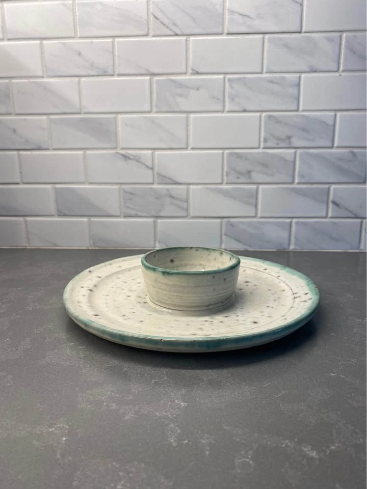 Vintage Handmade Ceramic Chip and Dip Serving Set - photo 2