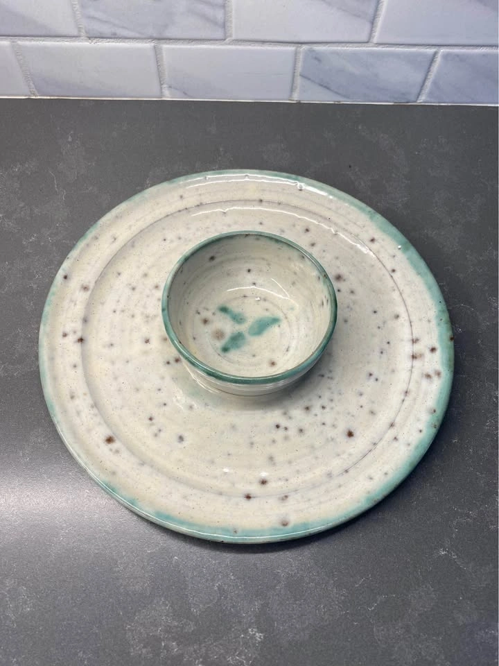 Vintage Handmade Ceramic Chip and Dip Serving Set - photo 4