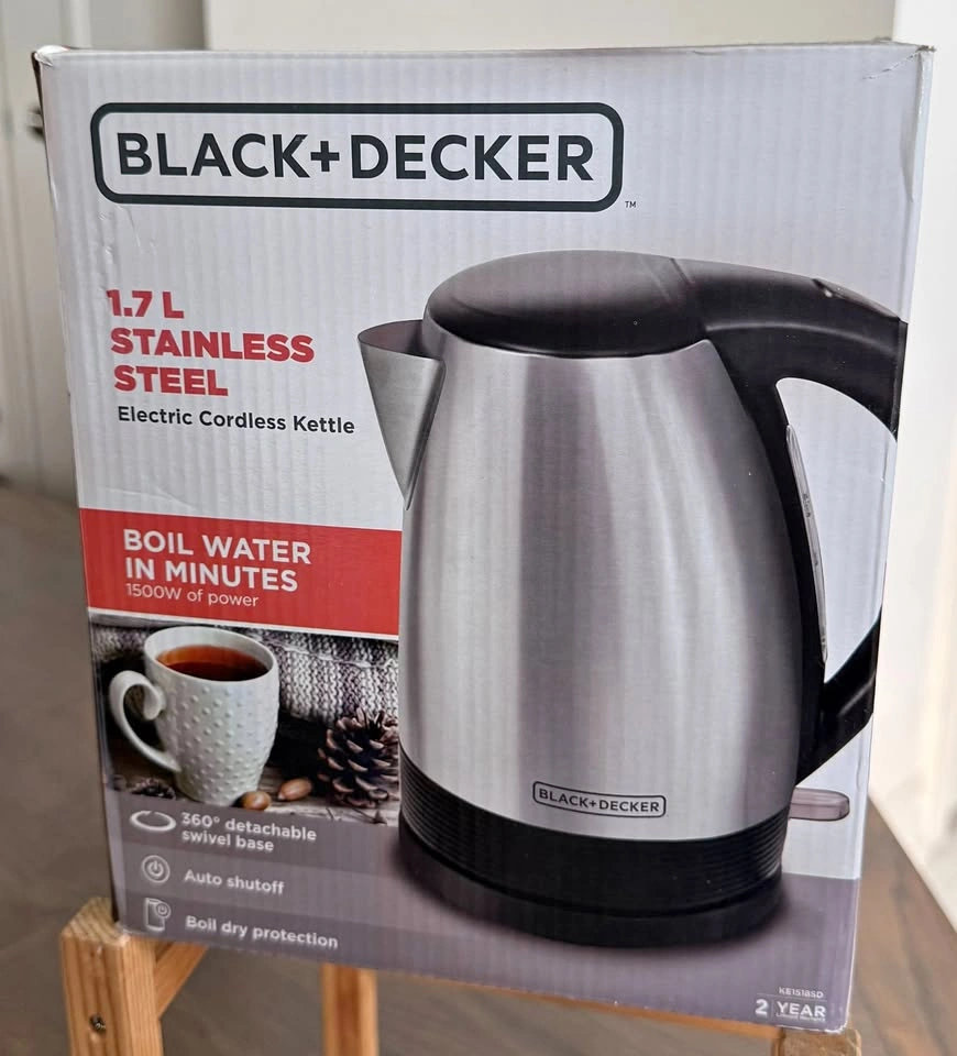 Black+Decker 1.7L Stainless Steel Electric Kettle - Brand New