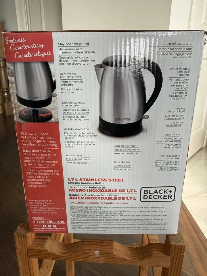 Black+Decker 1.7L Stainless Steel Electric Kettle - Brand New - photo 2