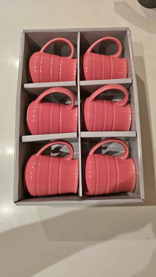 Tea Mugs - Set of 6 - Homeshop - Coral color