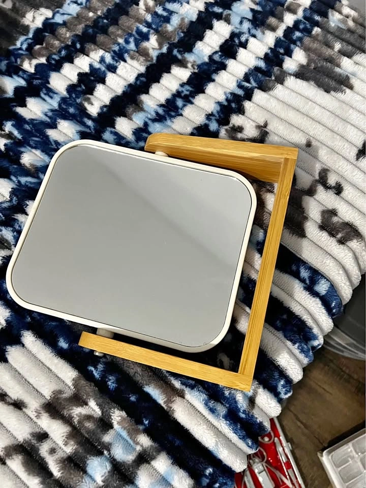 Square Mirror with Wood Stand
