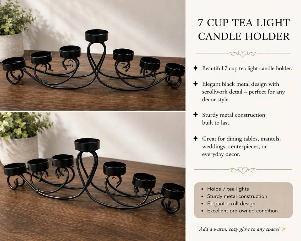 Metal Candle Holder – Includes Glass Candle Holders