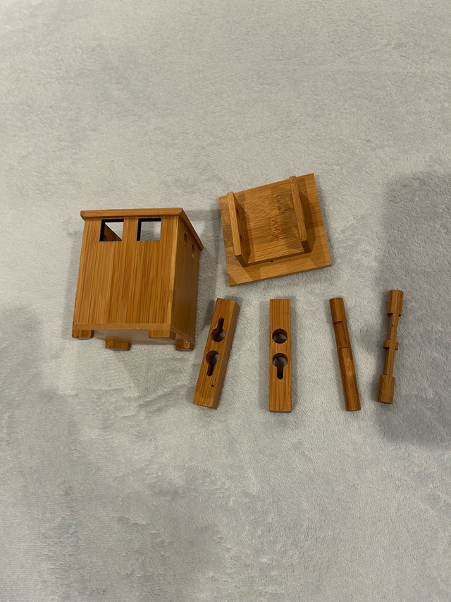 Bits and Pieces Wooden Bamboo Puzzle Box Brainteaser - photo 2