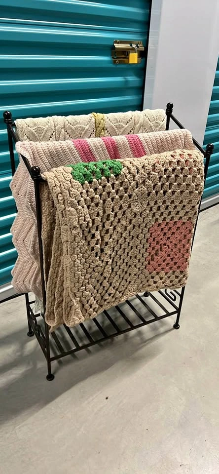 Hollywood Regency Iron Blanket Rack Collection + 3 Throws