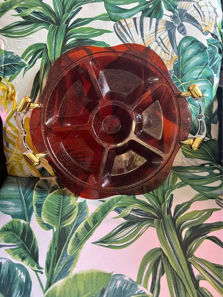 Vintage 1950s Atomic Glitter Resin Tray – Perfect Retro Display
