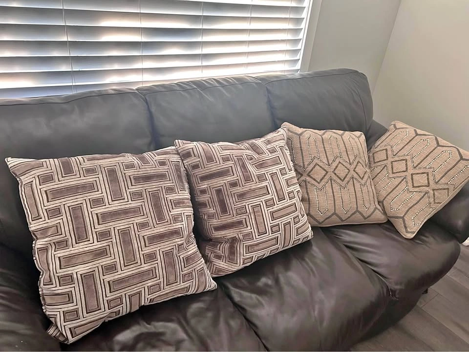 Set of 4 Neutral Patterned Accent Throw Pillows