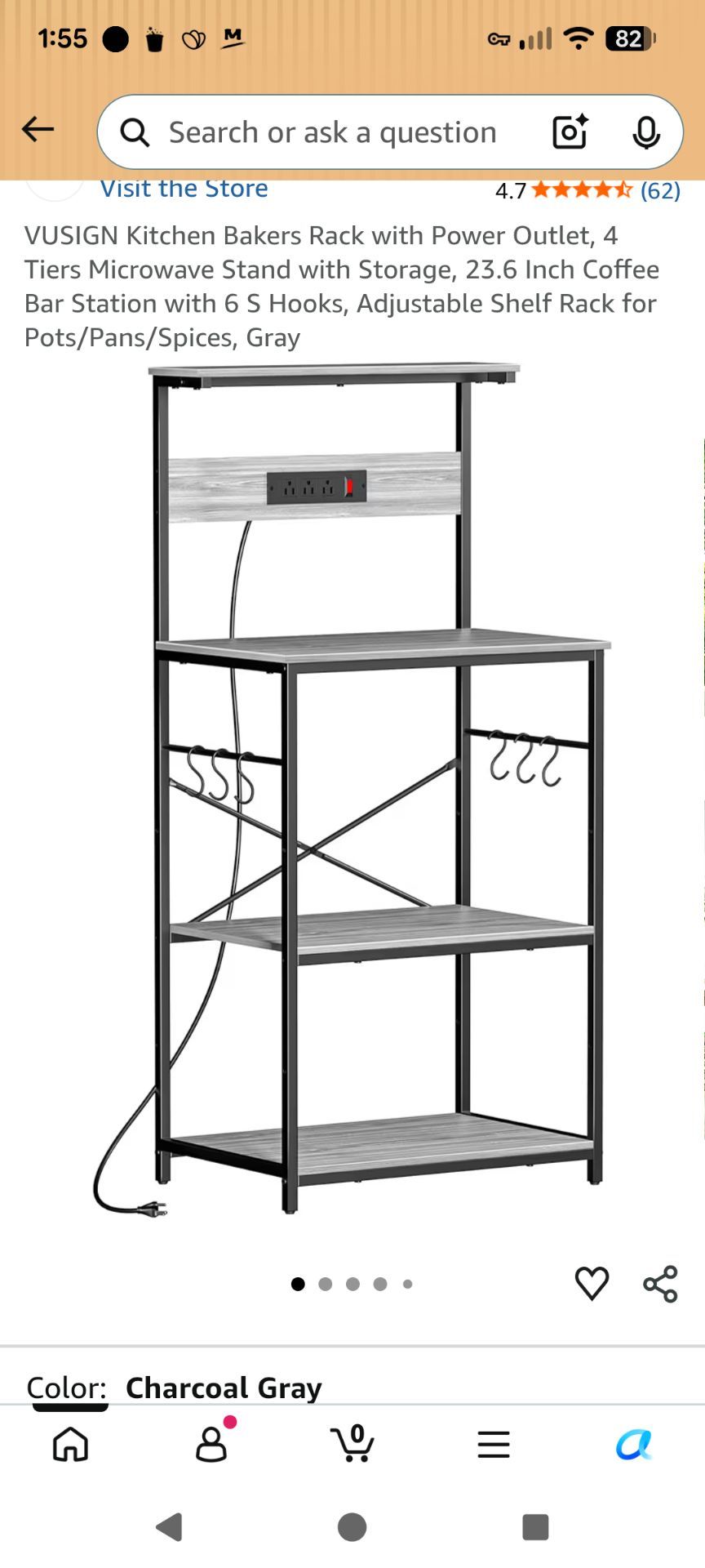 Kitchen bakers rack with outlet
