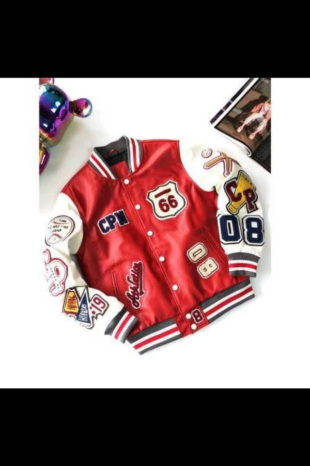 Red & White Varsity Jacket with Patches size m,l,xl - photo 2