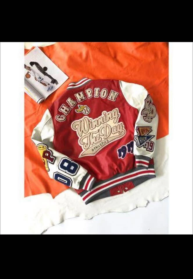 Red & White Varsity Jacket with Patches size m,l,xl - photo 4