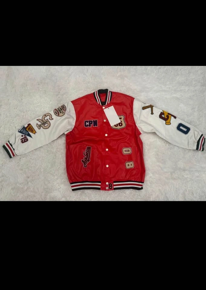 Red & White Varsity Jacket with Patches size m,l,xl - photo 5