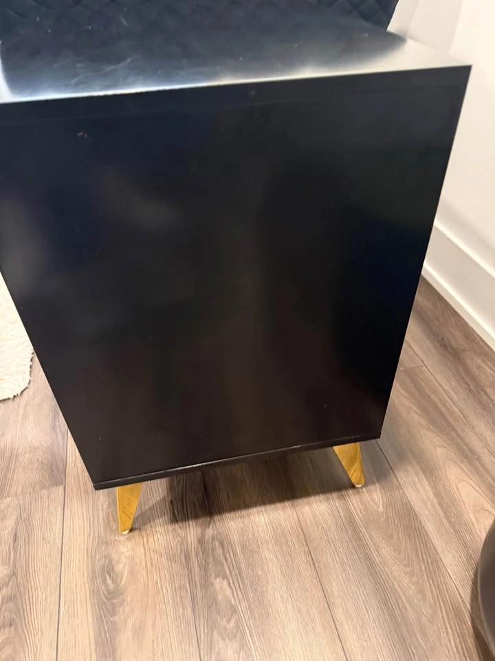 Black 3-Drawer Nightstand with Gold Accents - photo 3