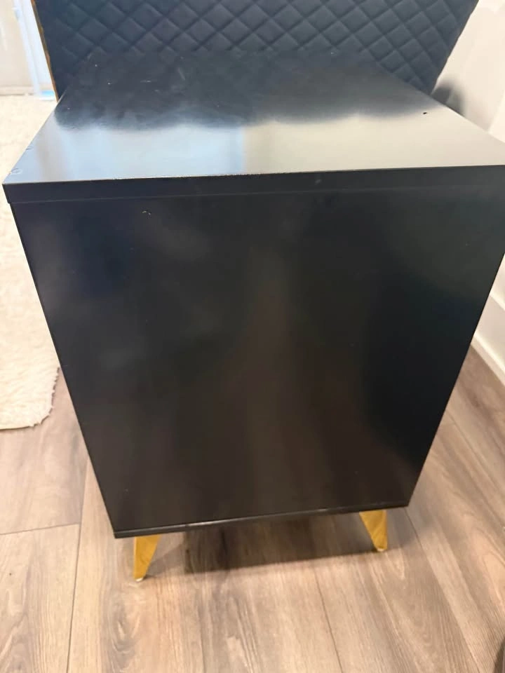 Black 3-Drawer Nightstand with Gold Accents - photo 5