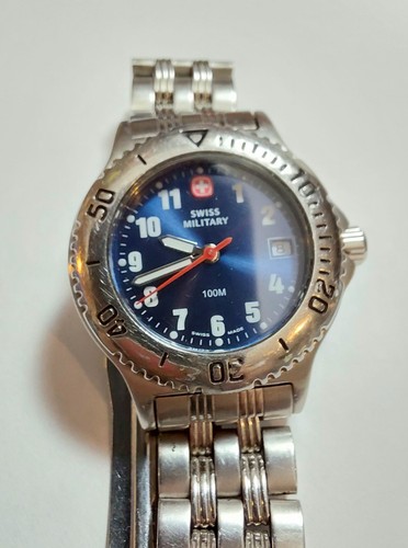 Vintage Wenger Swiss Military Mens Watch 100M Blue