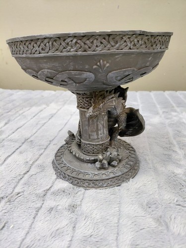 Gothic Dragon Celtic Knotwork Chalice Bowl Stone Finish Resin