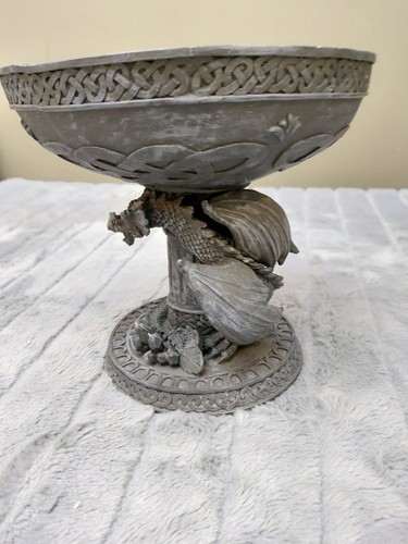 Gothic Dragon Celtic Knotwork Chalice Bowl Stone Finish Resin - photo 2