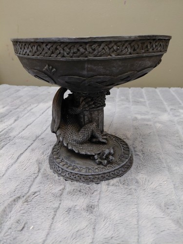 Gothic Dragon Celtic Knotwork Chalice Bowl Stone Finish Resin - photo 3
