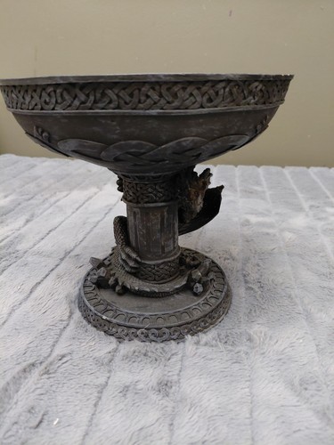 Gothic Dragon Celtic Knotwork Chalice Bowl Stone Finish Resin - photo 4