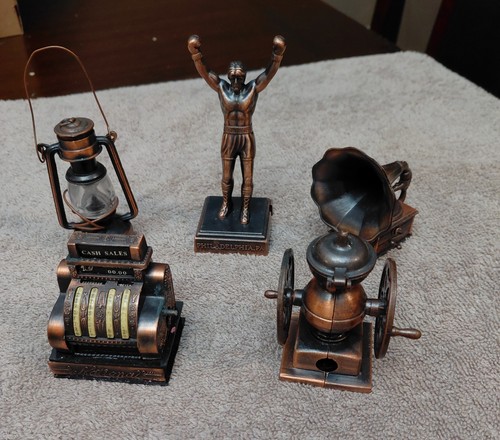 Vintage Die Cast Metal Miniature Pencil Sharpener Lot (5) Bronze