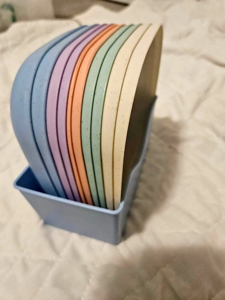 Pack of 10 small plates with holder