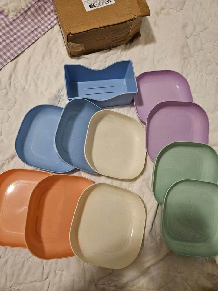 Pack of 10 small plates with holder - photo 3