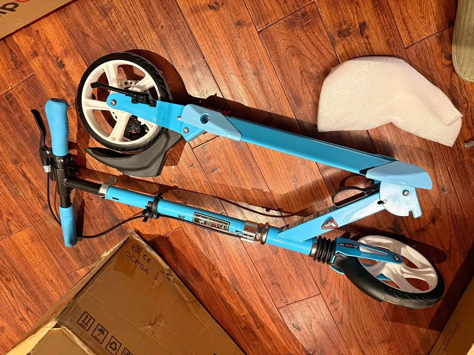 Blue Kick Scooter with Hand Brake