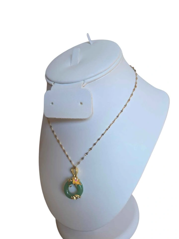 Green Jade Donut Pendant Necklace Flower Ring Accent Gift Jewelr - photo 2