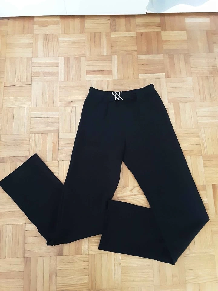 Black textured pants with buckle - photo 2