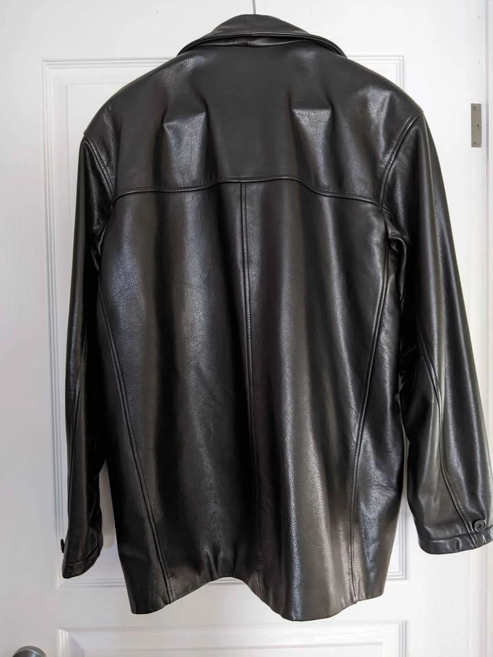 Black 3/4 length real leather men's jacket - photo 2