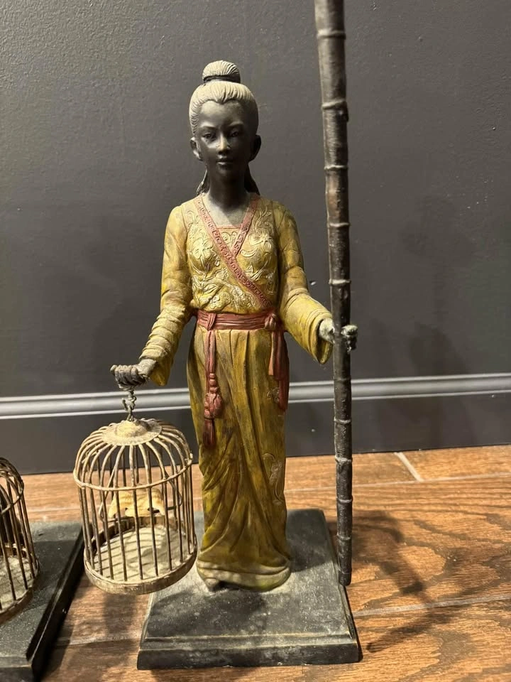 Original Cast Iron Japanese Candle Holders Antique - photo 2