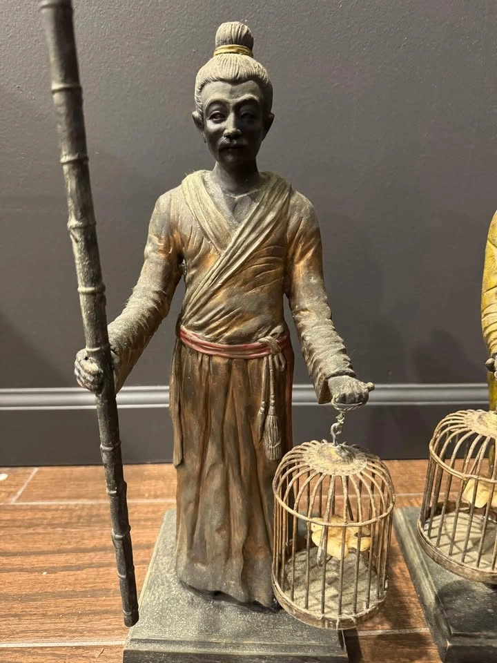 Original Cast Iron Japanese Candle Holders Antique - photo 3