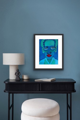 Original Abstract Painting Modern Pop Art Blue Man Red - photo 5