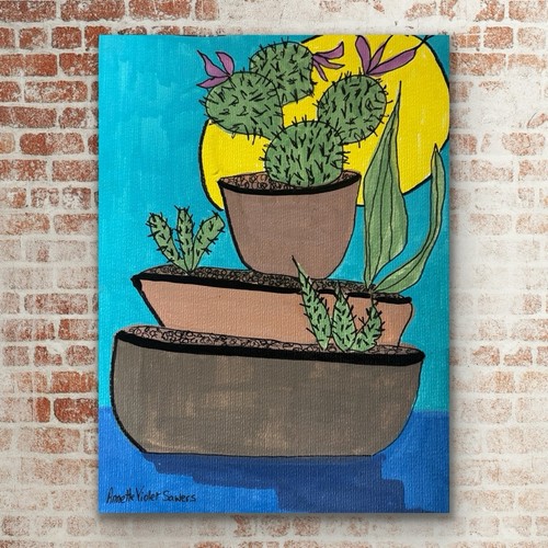 Original Abstract Painting Modern Pop Art Blue Brown Green