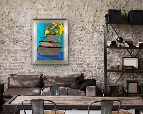 Original Abstract Painting Modern Pop Art Blue Brown Green - photo 2